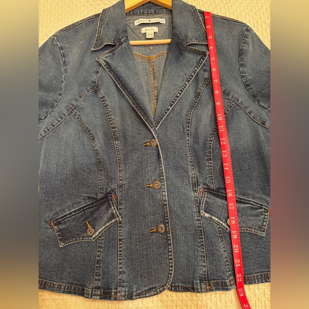 Tommy Hilfiger Vintage Stretch Denim Buttoned Front Blazer/Jacket. - Picture 13 of 14